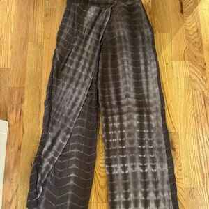 Dark Purple Tie-Dye Wide-Leg Linen Pants